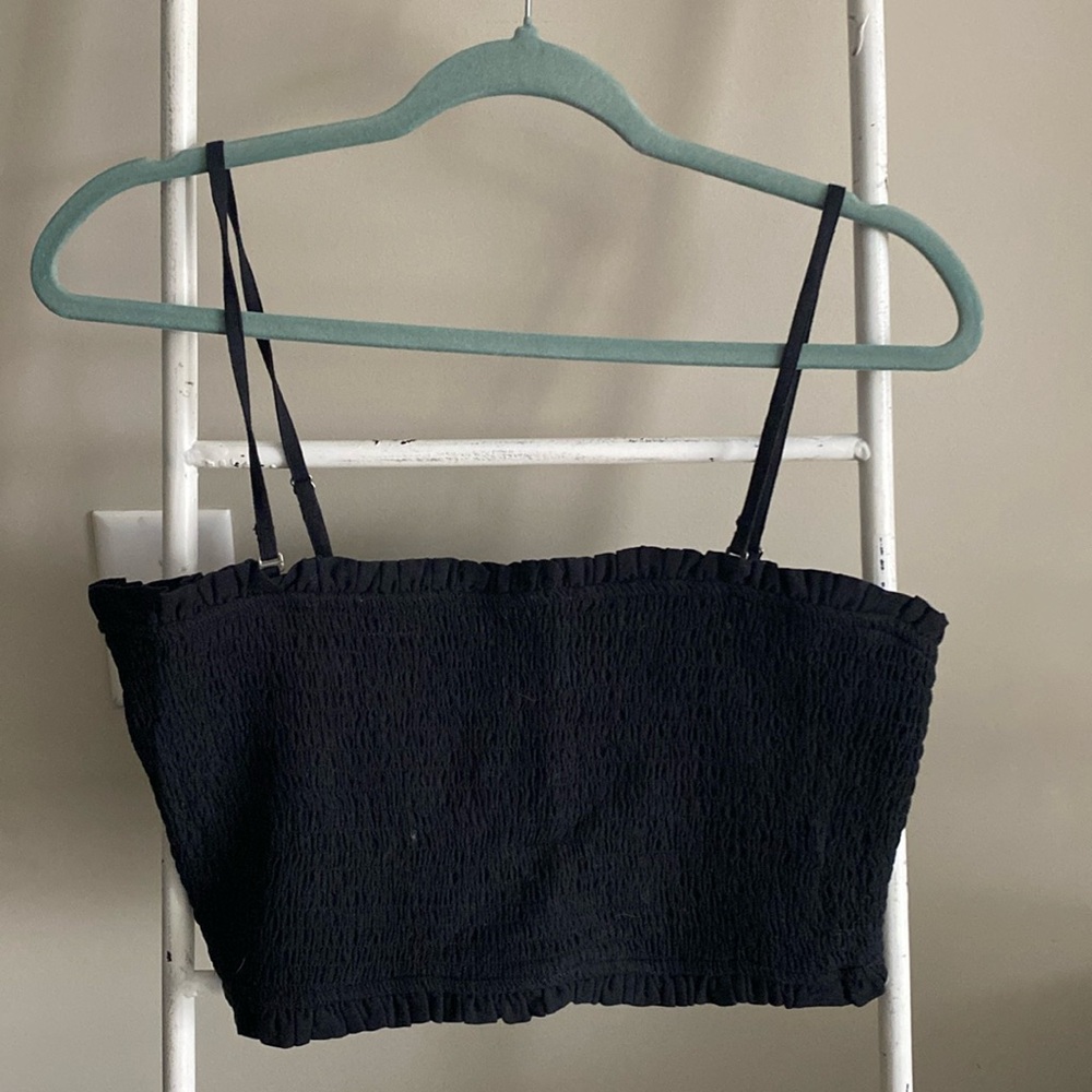 NWT American Eagle Black Back Tied Crop Top Size L